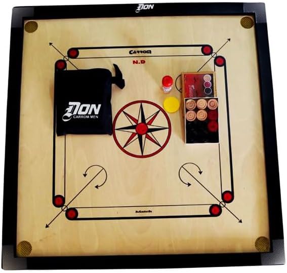 Large Carrom 32 X 32 Board Coins Striker & Powder Set Family Game UK