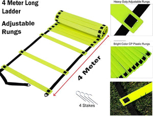 Agility Training Equipment Kit Ladder, 6 Disc Cones, Resistance Parachute Bag